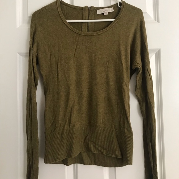 Loft Sweater size Small olive green color with zipper in back - Picture 1 of 4
